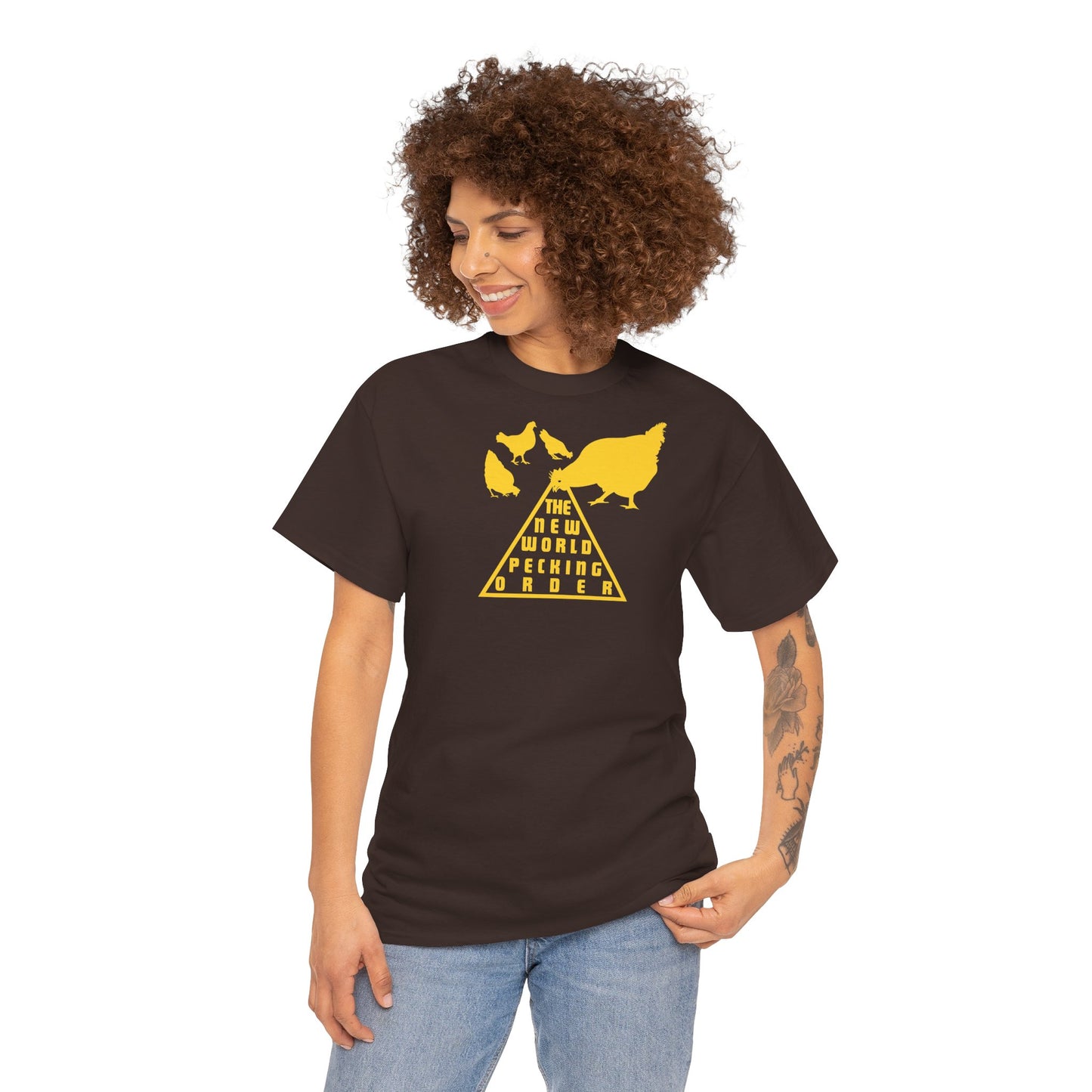 THE NEW WORLD PECKING ORDER Unisex Heavy Cotton Tee