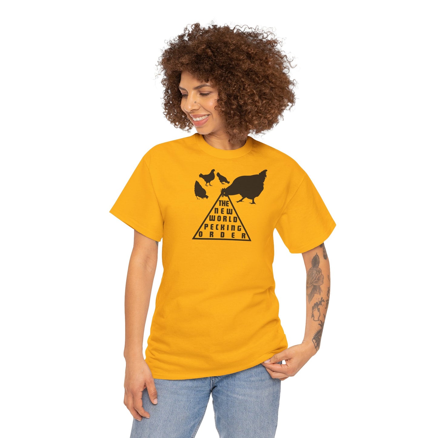 THE NEW WORLD PECKING ORDER Unisex Heavy Cotton Tee