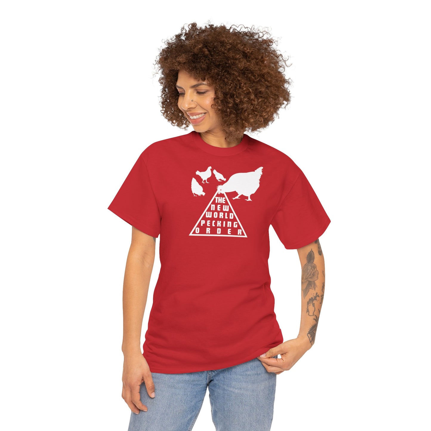 THE NEW WORLD PECKING ORDER Unisex Heavy Cotton Tee