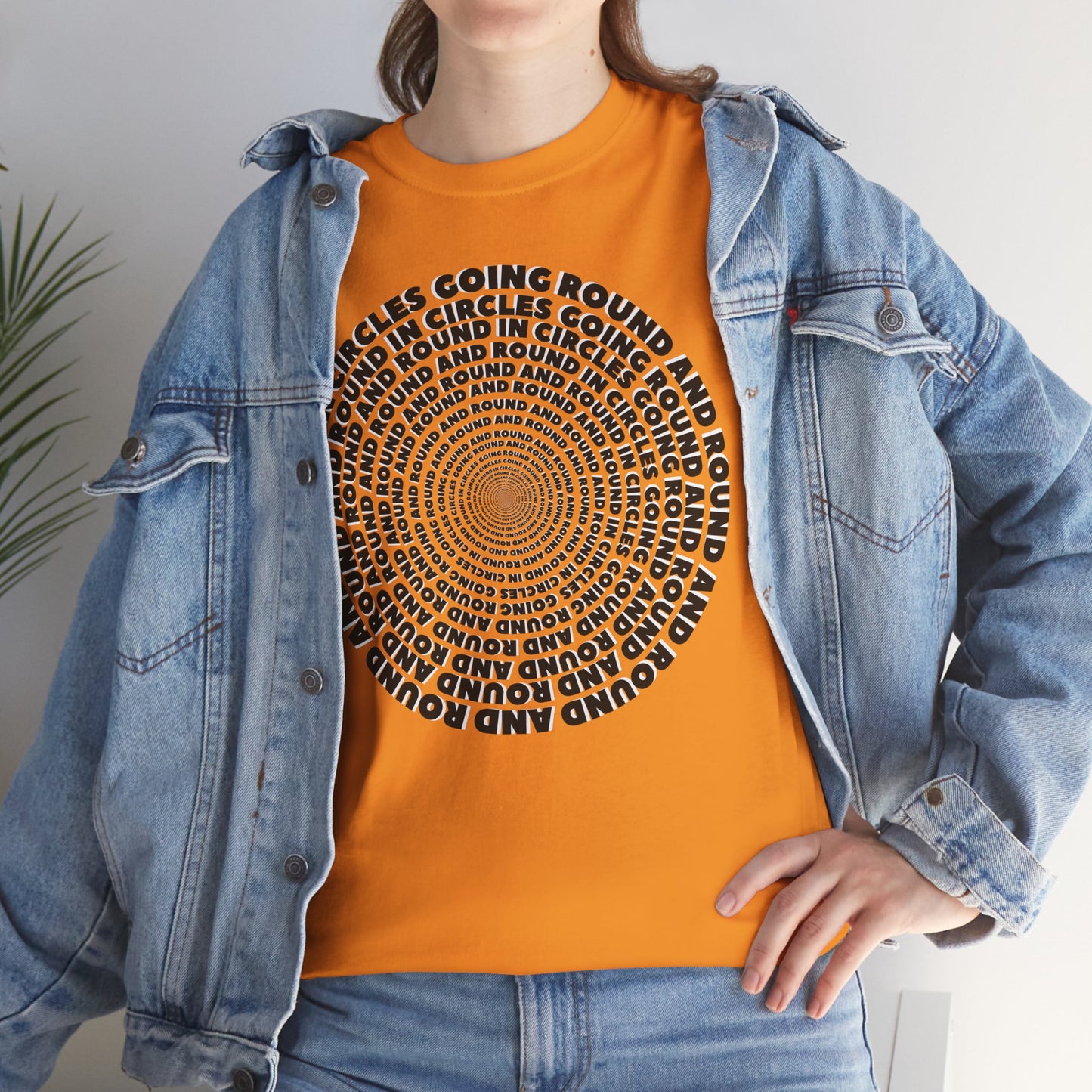 GOING ROUND AND ROUND AND ROUND IN CIRCLES Unisex Heavy Cotton Tee