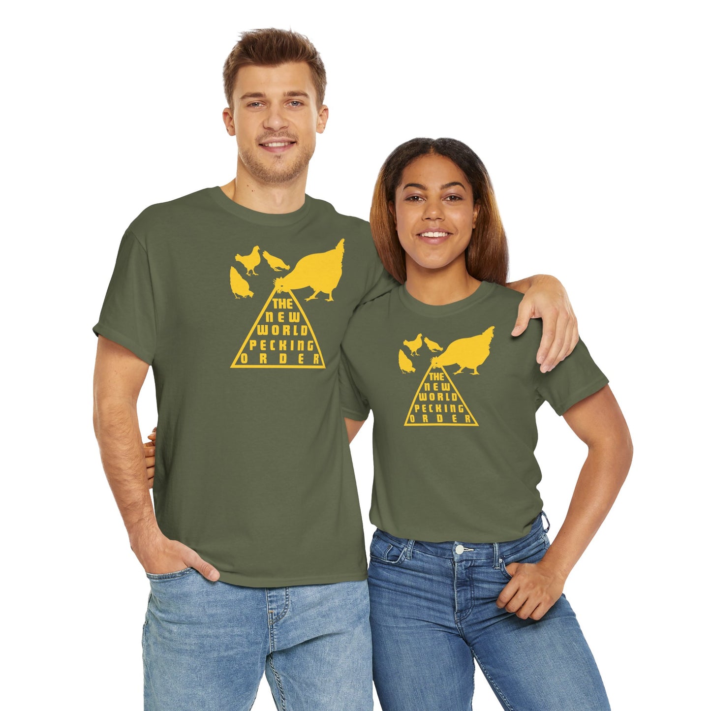 THE NEW WORLD PECKING ORDER Unisex Heavy Cotton Tee