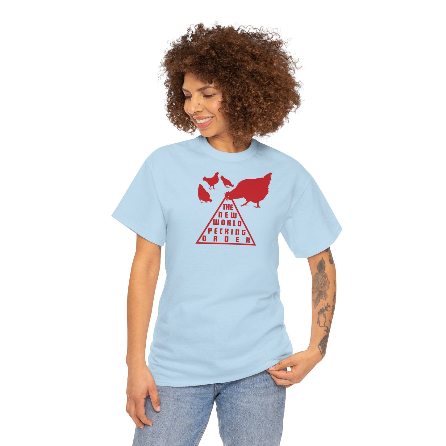 THE NEW WORLD PECKING ORDER Unisex Heavy Cotton Tee