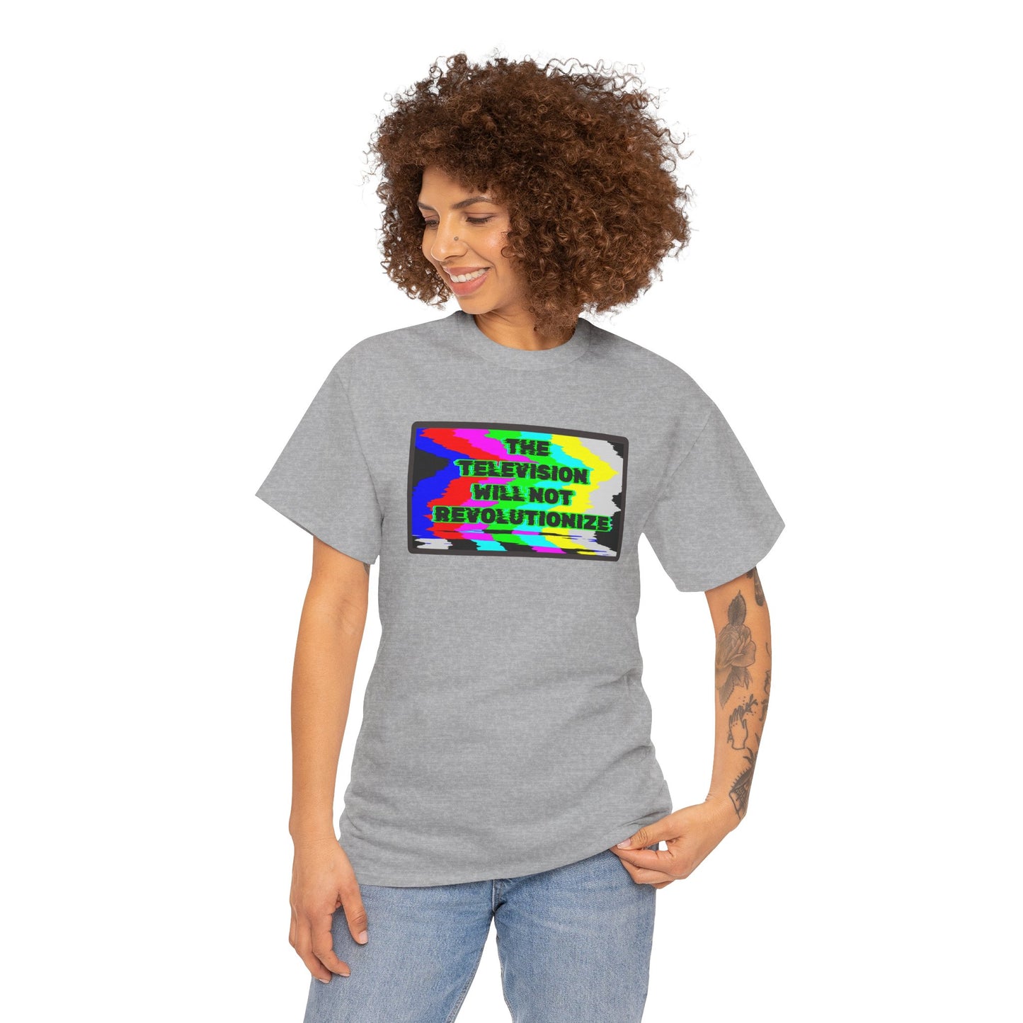 THE TELEVISION WILL NOT REVOLUTIONIZE Unisex Heavy Cotton Tee