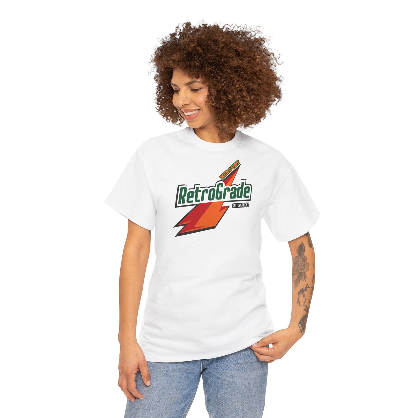 MERCURY RETROGRADE, SHIT HAPPENS Unisex Heavy Cotton Tee