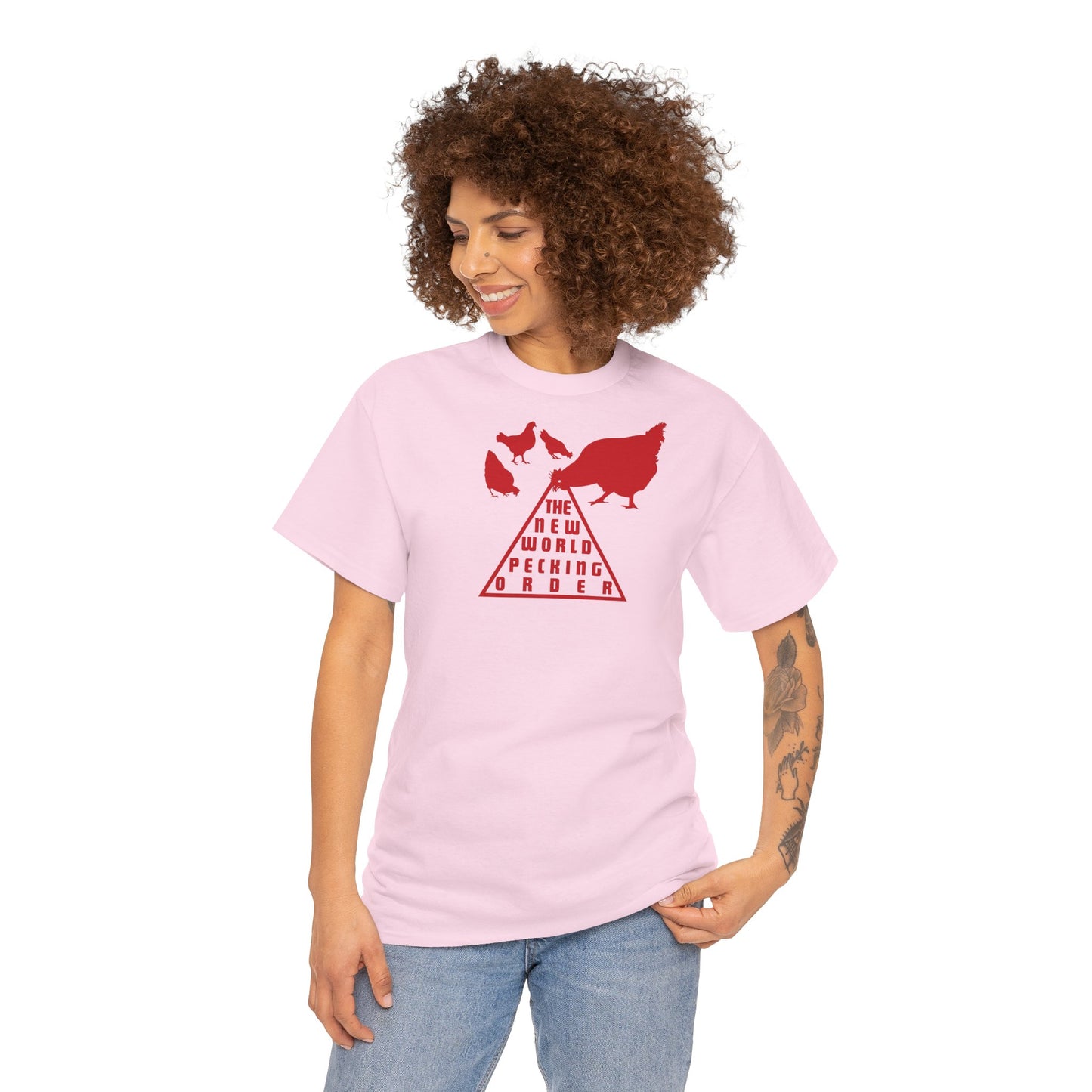 THE NEW WORLD PECKING ORDER Unisex Heavy Cotton Tee