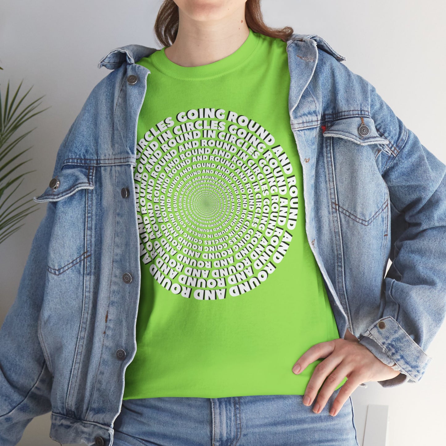 GOING ROUND AND ROUND AND ROUND IN CIRCLES Unisex Heavy Cotton Tee