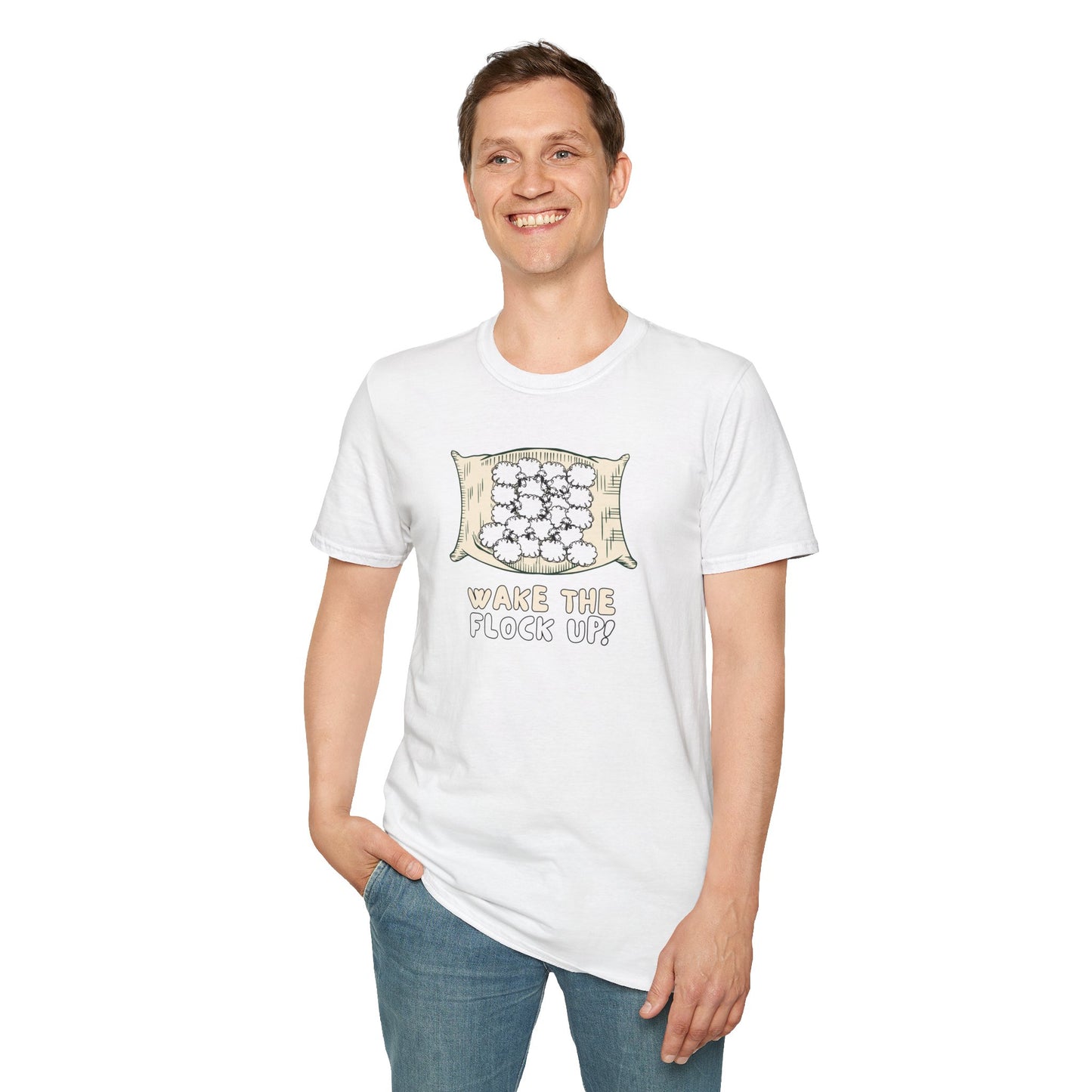 WAKE THE FLOCK UP! Unisex Softstyle 100% Cotton T-Shirt