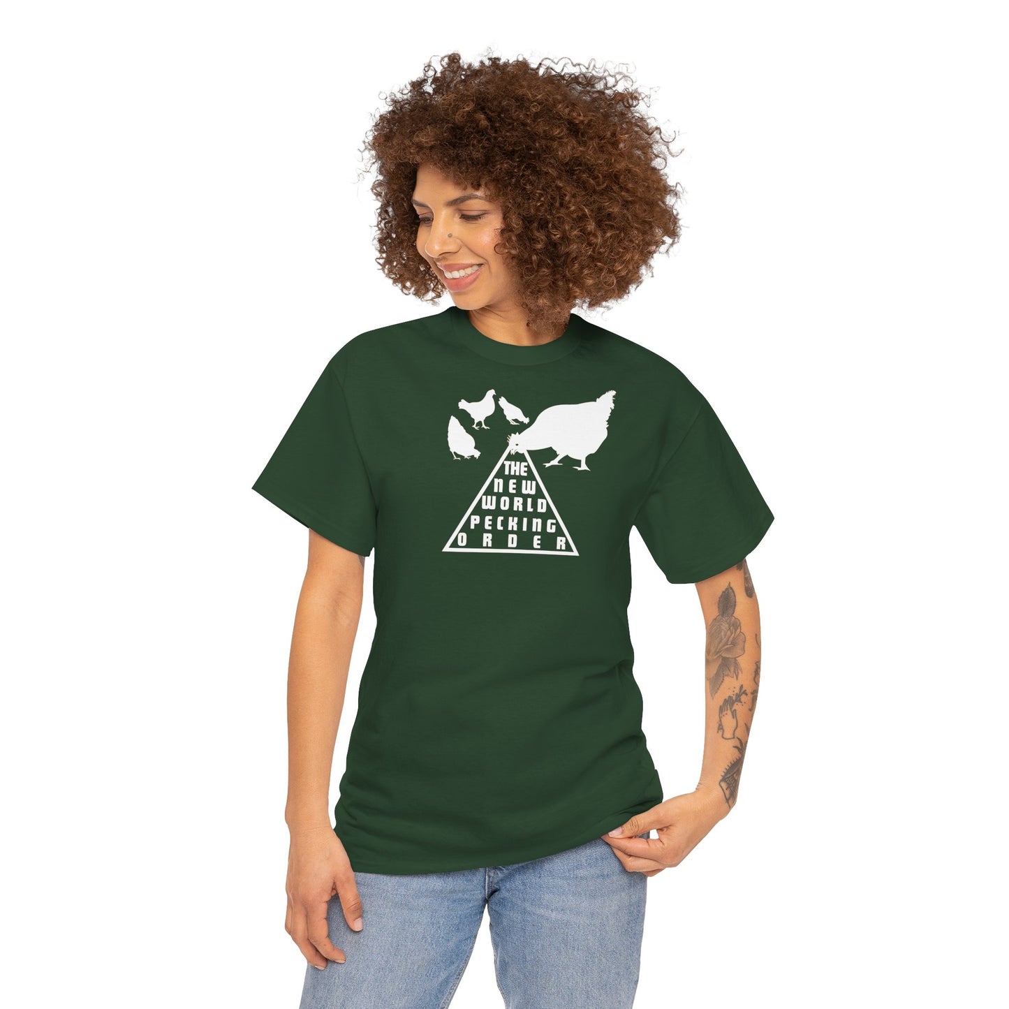 THE NEW WORLD PECKING ORDER Unisex Heavy Cotton Tee