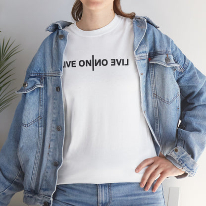 LIVE ON I ИO ƎVI⅃ Unisex Heavy Cotton Tee