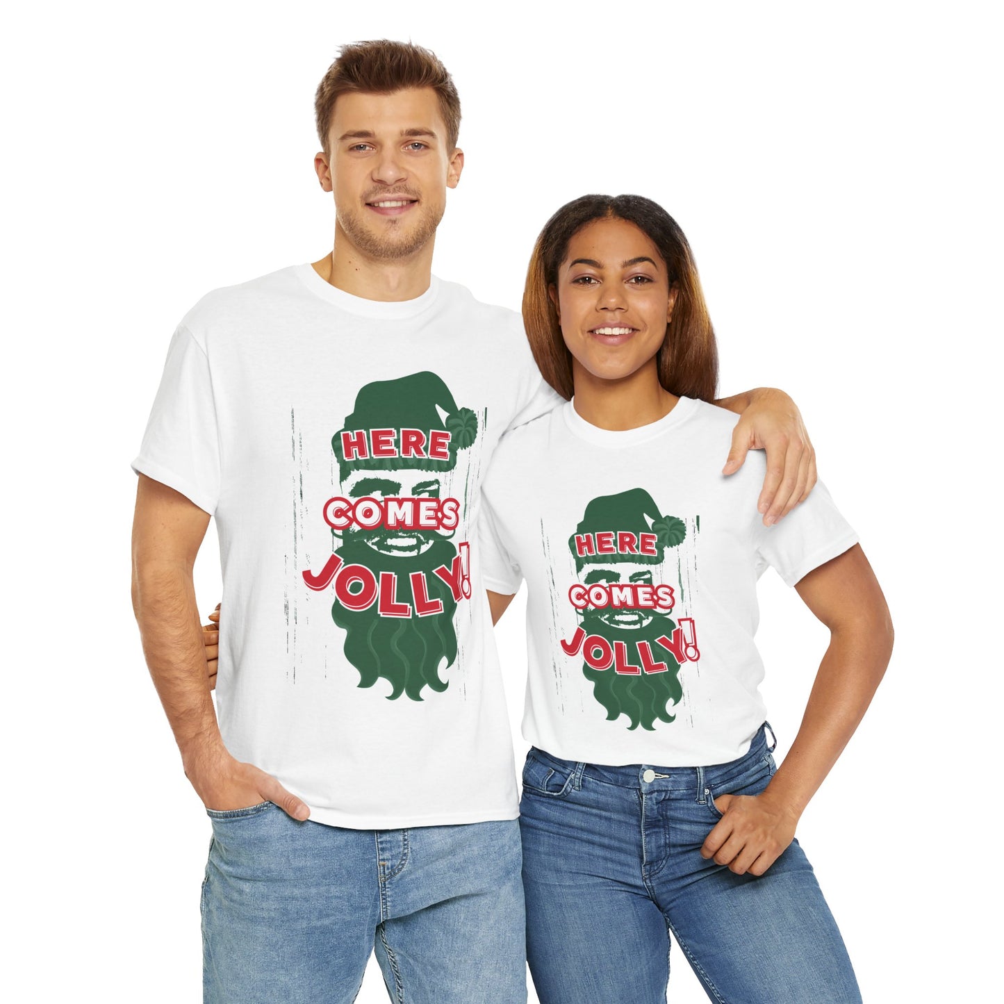 HERE COMES JOLLY!  Unisex Heavy Cotton Tee