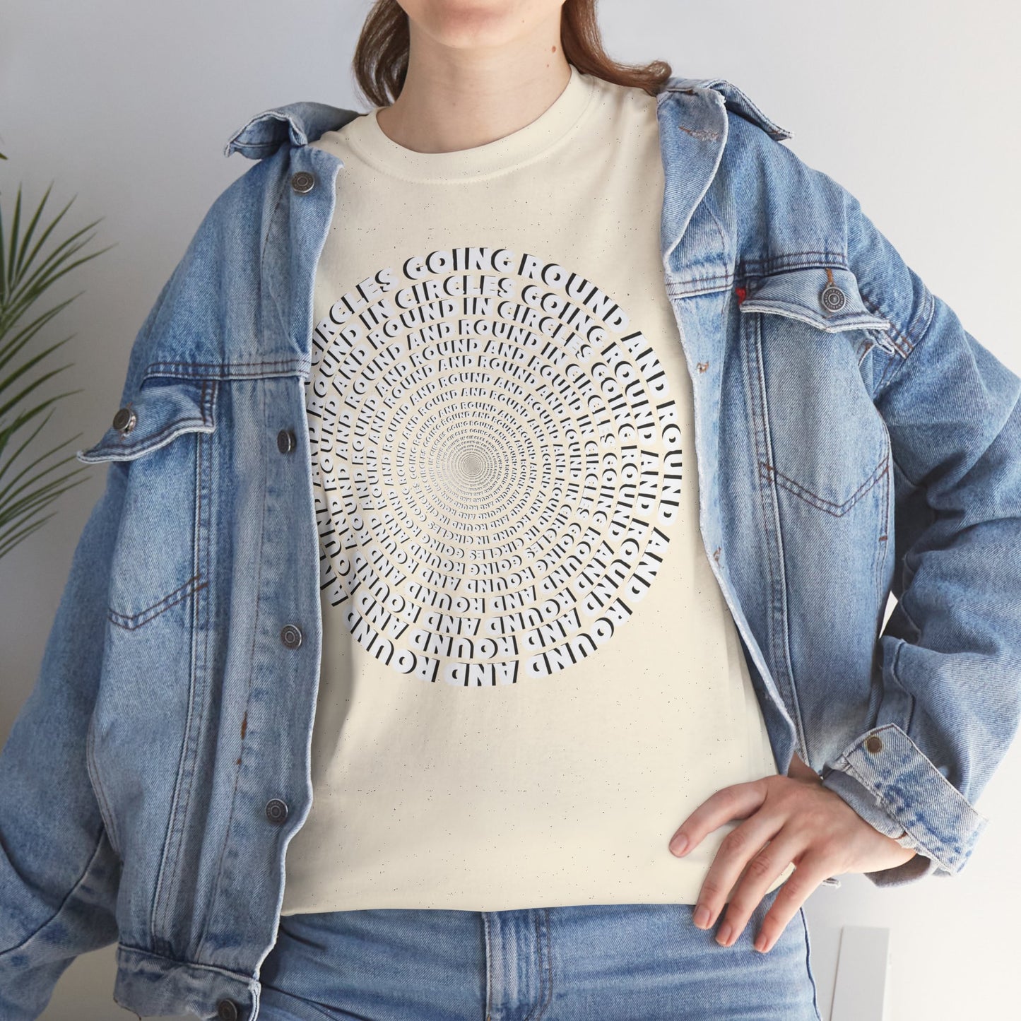 GOING ROUND AND ROUND AND ROUND IN CIRCLES Unisex Heavy Cotton Tee