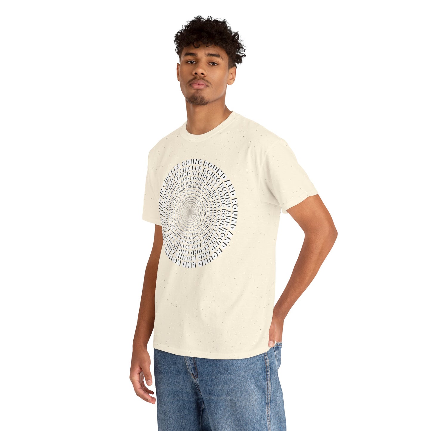 GOING ROUND AND ROUND AND ROUND IN CIRCLES Unisex Heavy Cotton Tee