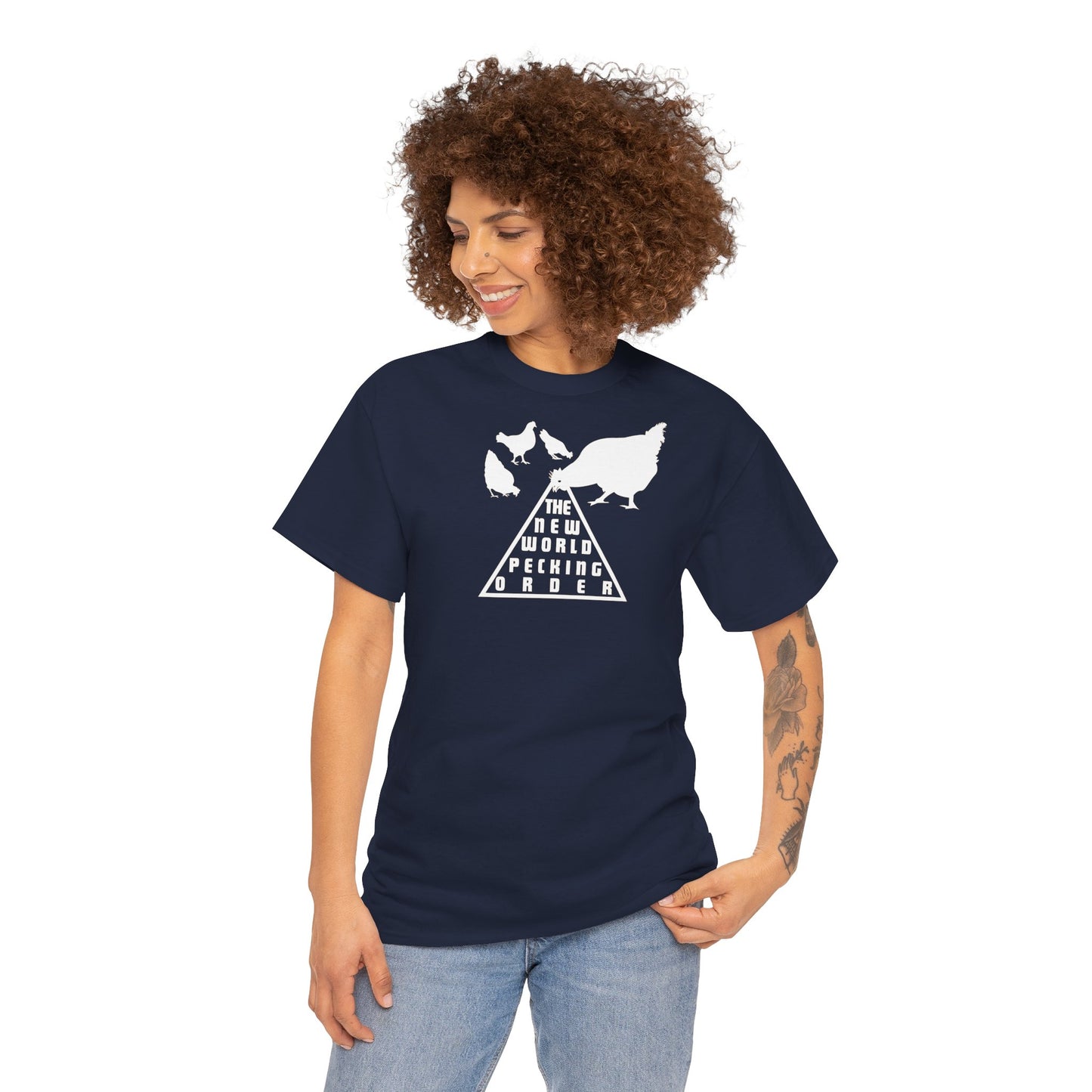 THE NEW WORLD PECKING ORDER Unisex Heavy Cotton Tee