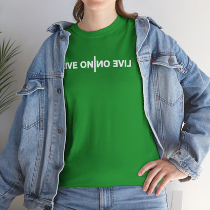 LIVE ON I ИO ƎVI⅃ Unisex Heavy Cotton Tee