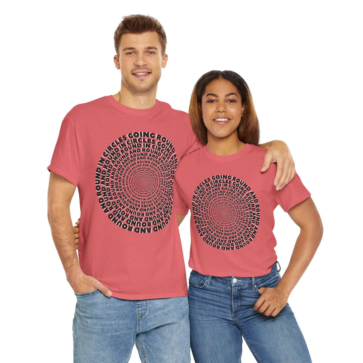 GOING ROUND AND ROUND AND ROUND IN CIRCLES Unisex Heavy Cotton Tee