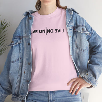 LIVE ON I ИO ƎVI⅃ Unisex Heavy Cotton Tee