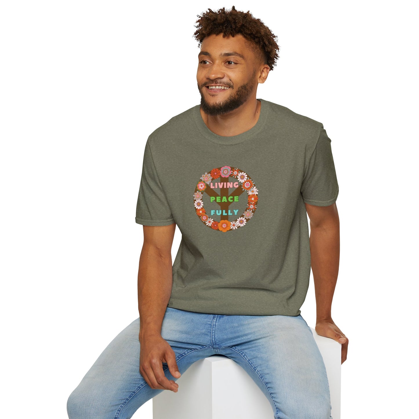 LIVING PEACE FULLY Unisex Softstyle 100% Cotton T-Shirt