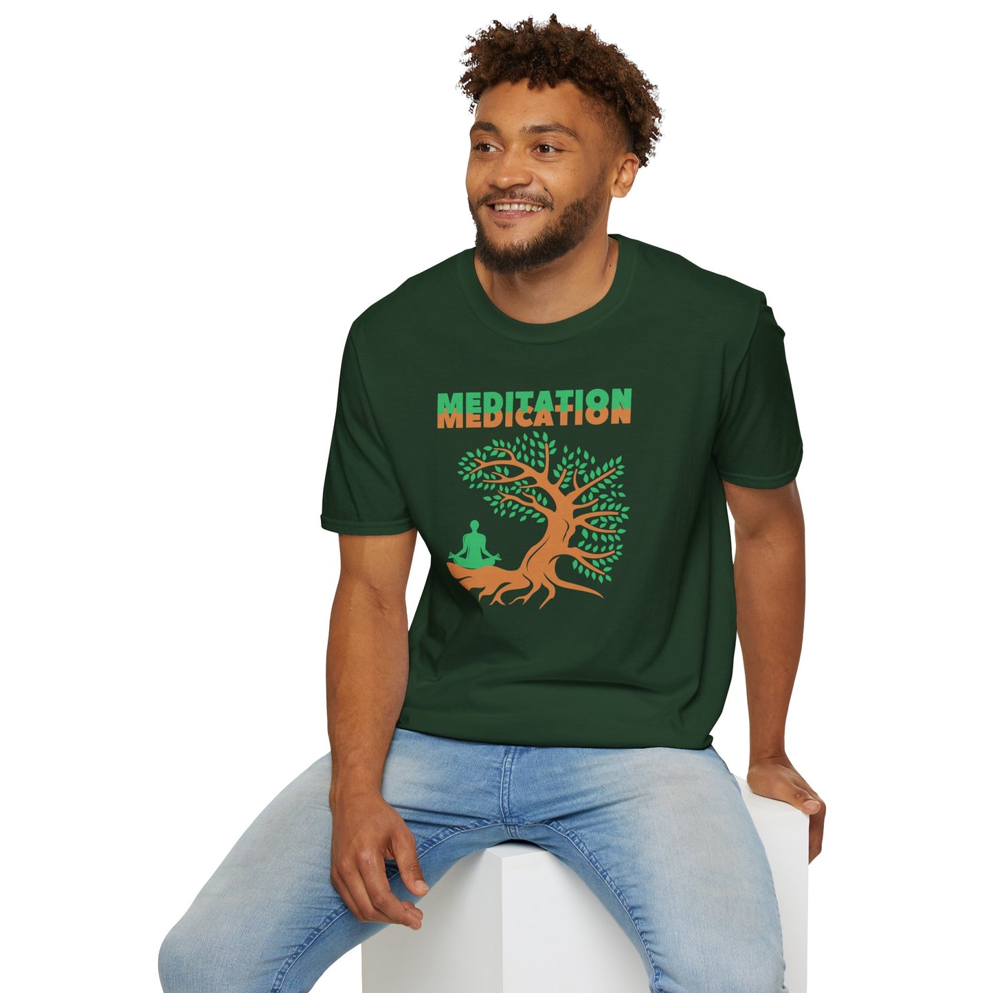 MEDITATION MEDICATION Unisex Softstyle 100% Cotton T-Shirt