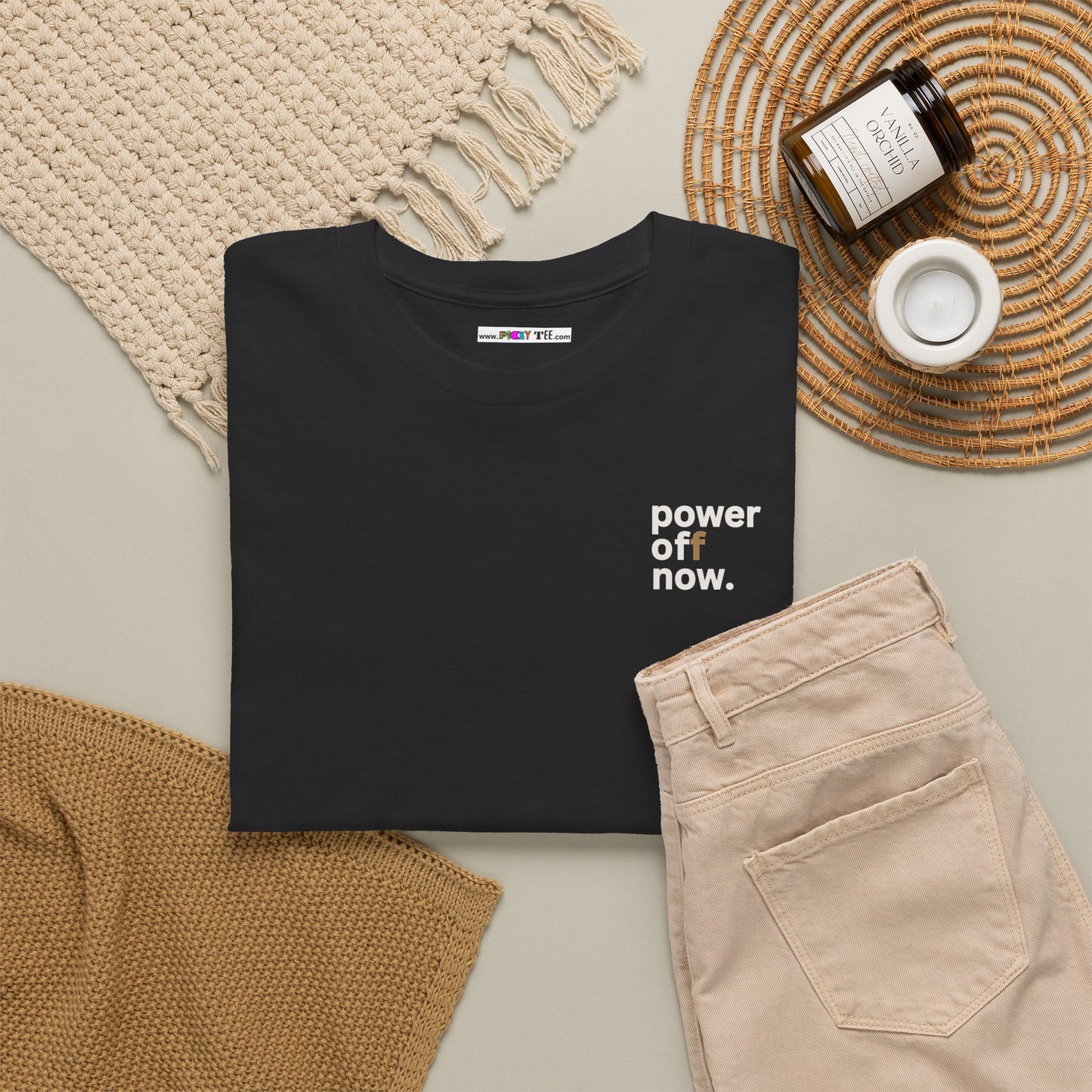 power off now Unisex Heavy Cotton Tee