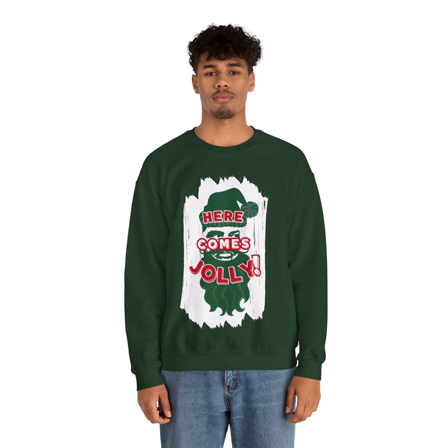 HERE COMES JOLLY! Unisex Heavy Blend™ Crewneck Sweatshirt