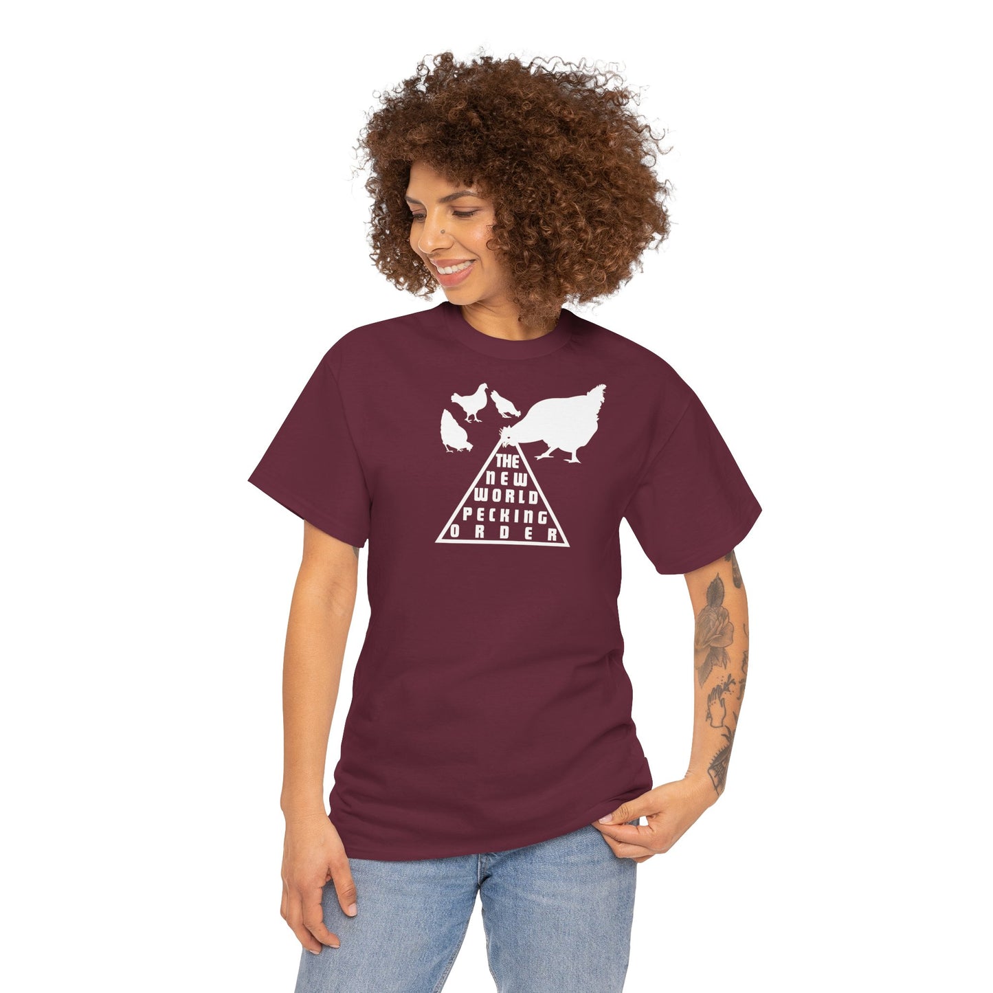 THE NEW WORLD PECKING ORDER Unisex Heavy Cotton Tee