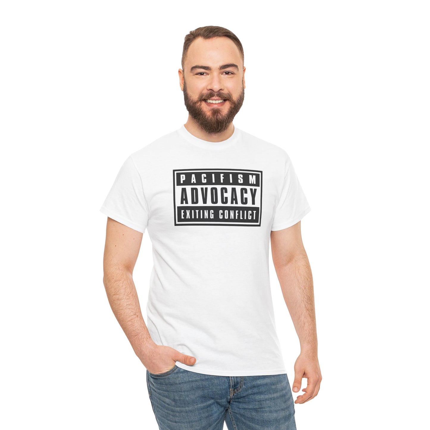 PACIFISM ADVOCACY EXITING CONFLICT Unisex Heavy Cotton Tee