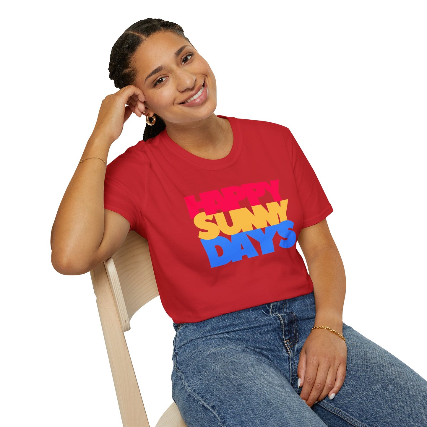 HAPPY SUNNY DAYS Unisex Softstyle 100% Cotton T-Shirt