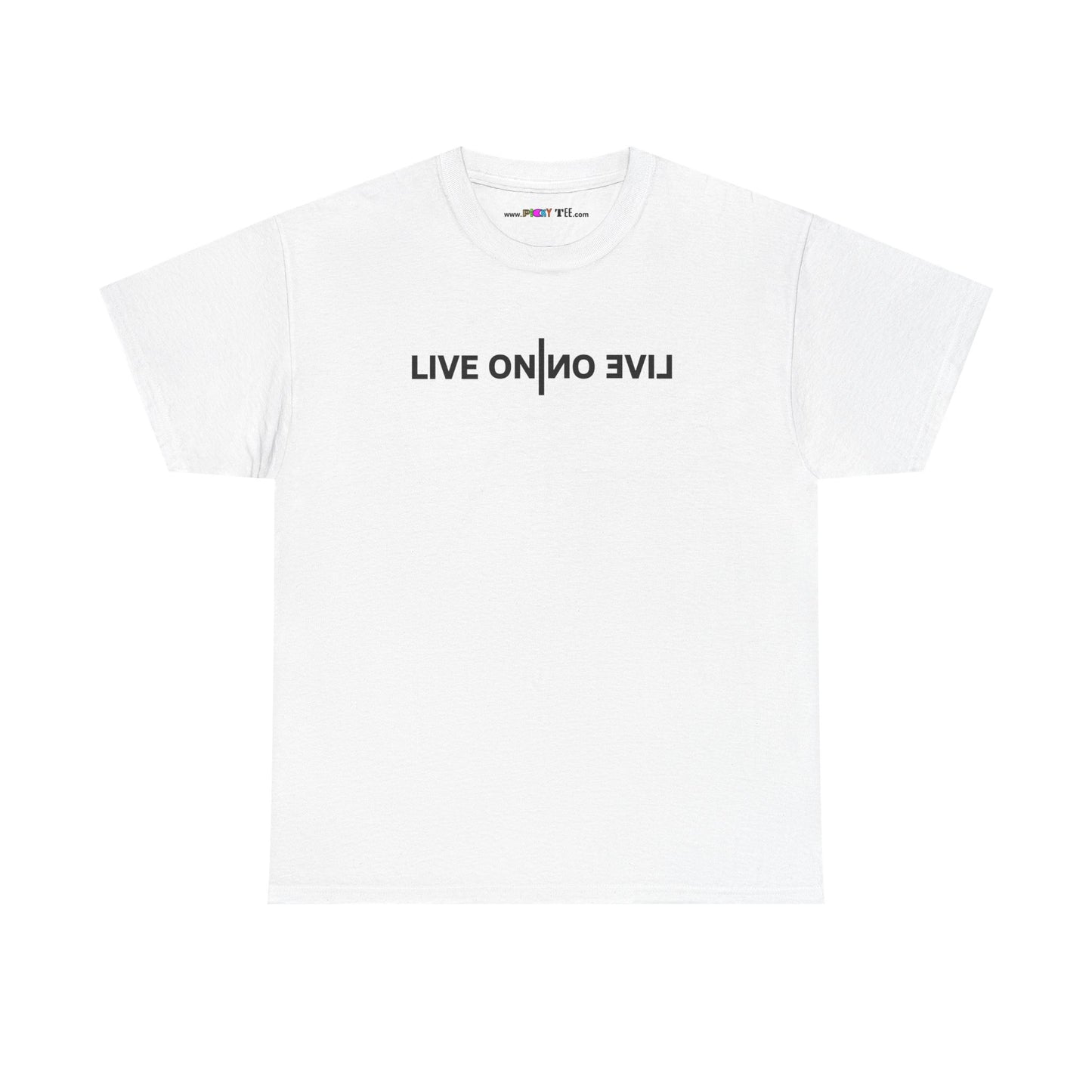 LIVE ON I ИO ƎVI⅃ Unisex Heavy Cotton Tee