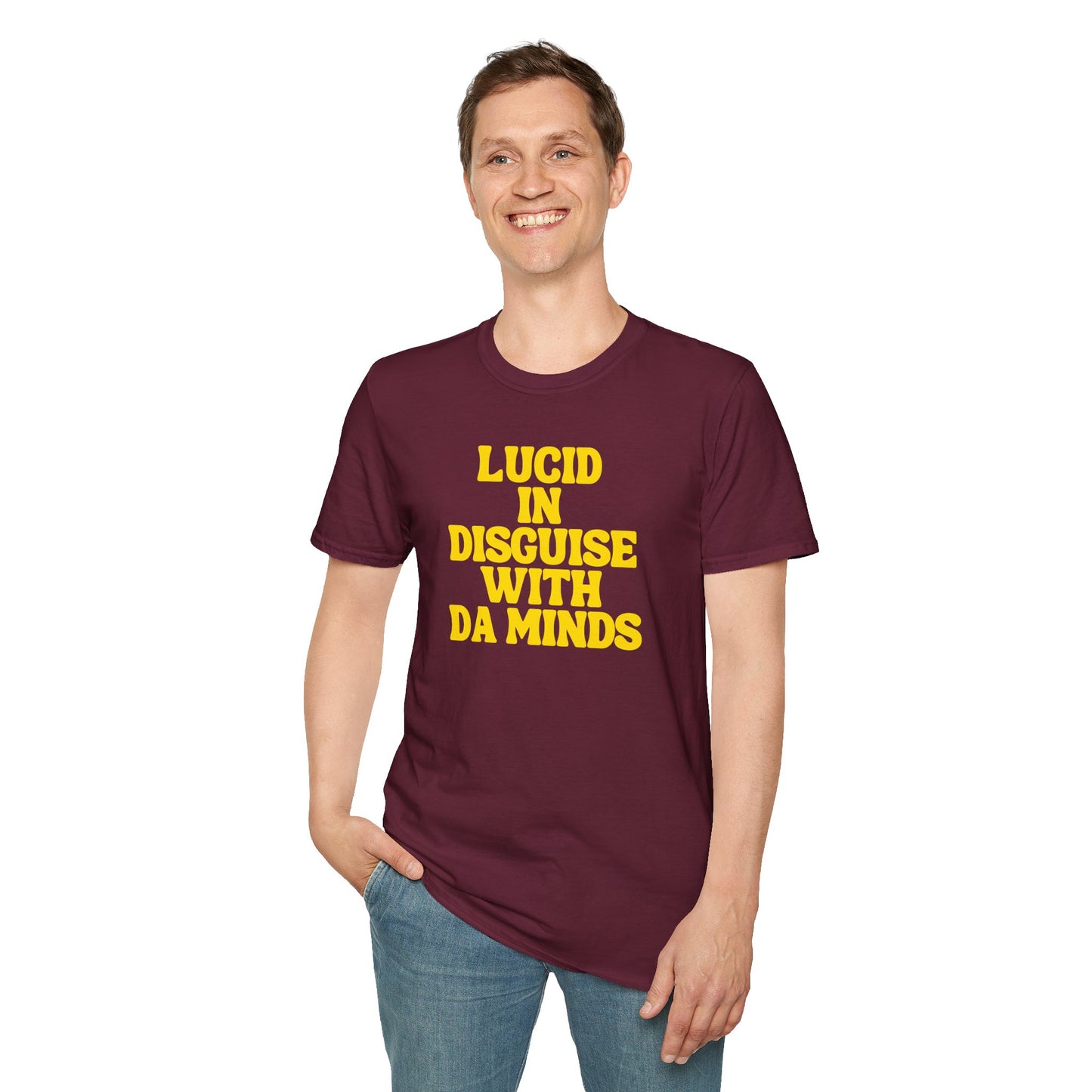 LUCID IN DISGUISE WITH DA MINDS Unisex Softstyle 100% Cotton T-Shirt