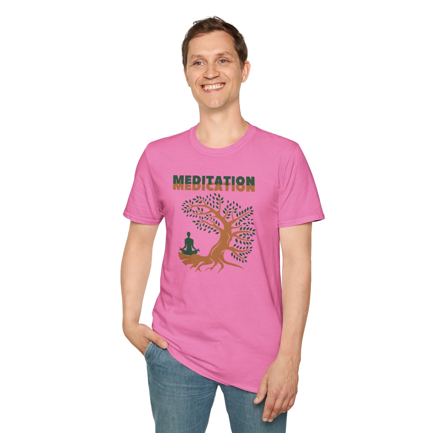 MEDITATION MEDICATION Unisex Softstyle 100% Cotton T-Shirt