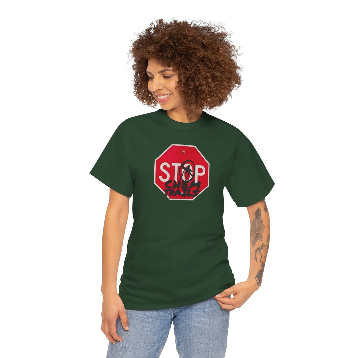 STOP chem trails Unisex Heavy Cotton Tee