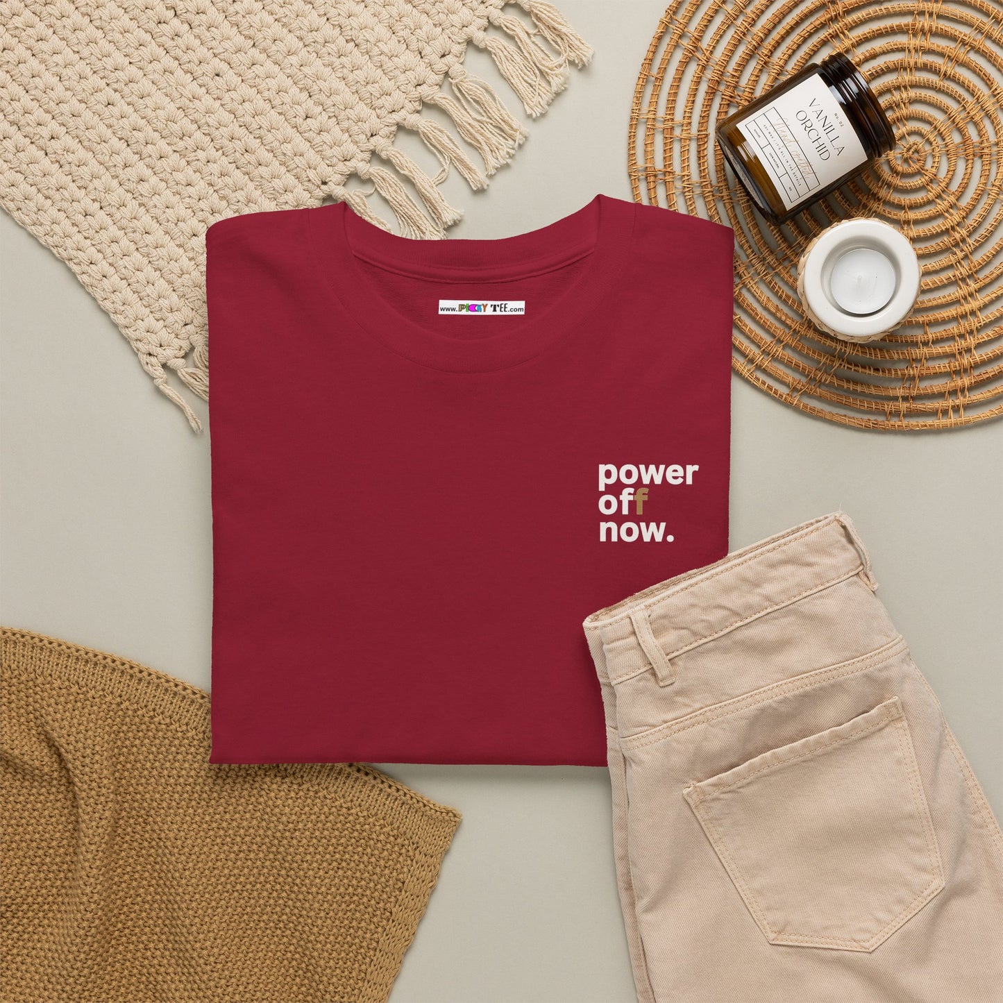 power off now Unisex Heavy Cotton Tee