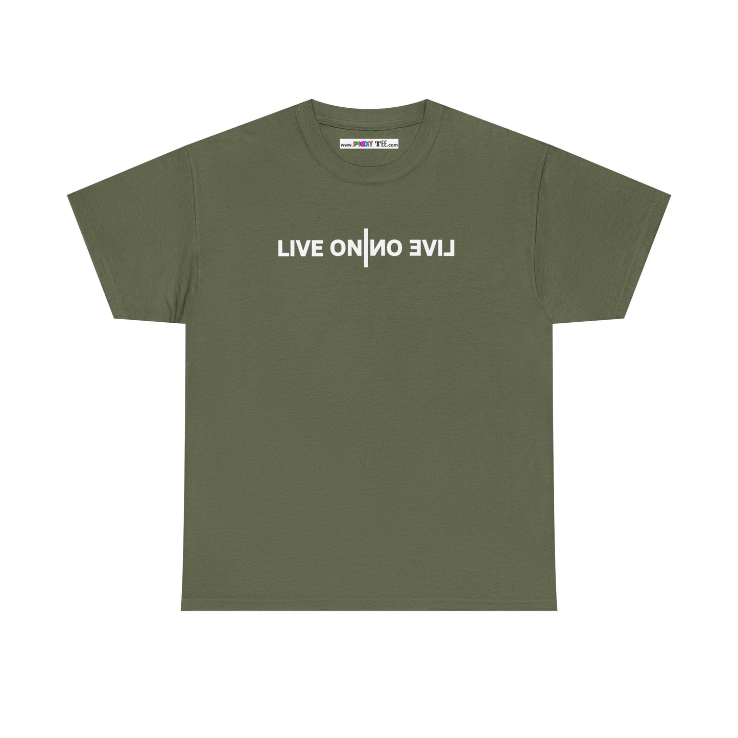 LIVE ON I ИO ƎVI⅃ Unisex Heavy Cotton Tee