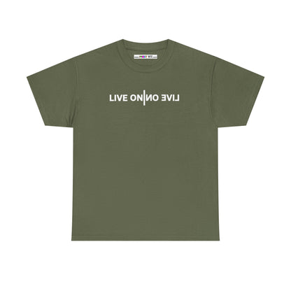 LIVE ON I ИO ƎVI⅃ Unisex Heavy Cotton Tee