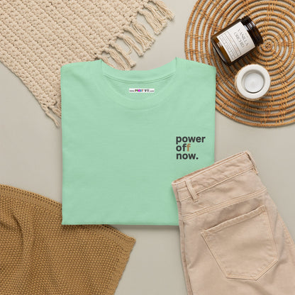 power off now Unisex Heavy Cotton Tee