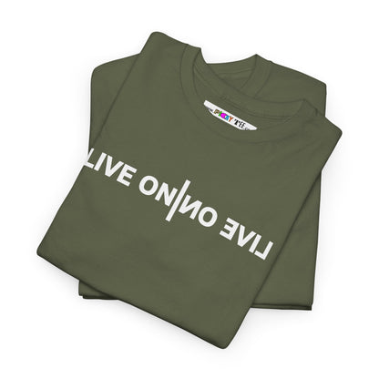LIVE ON I ИO ƎVI⅃ Unisex Heavy Cotton Tee
