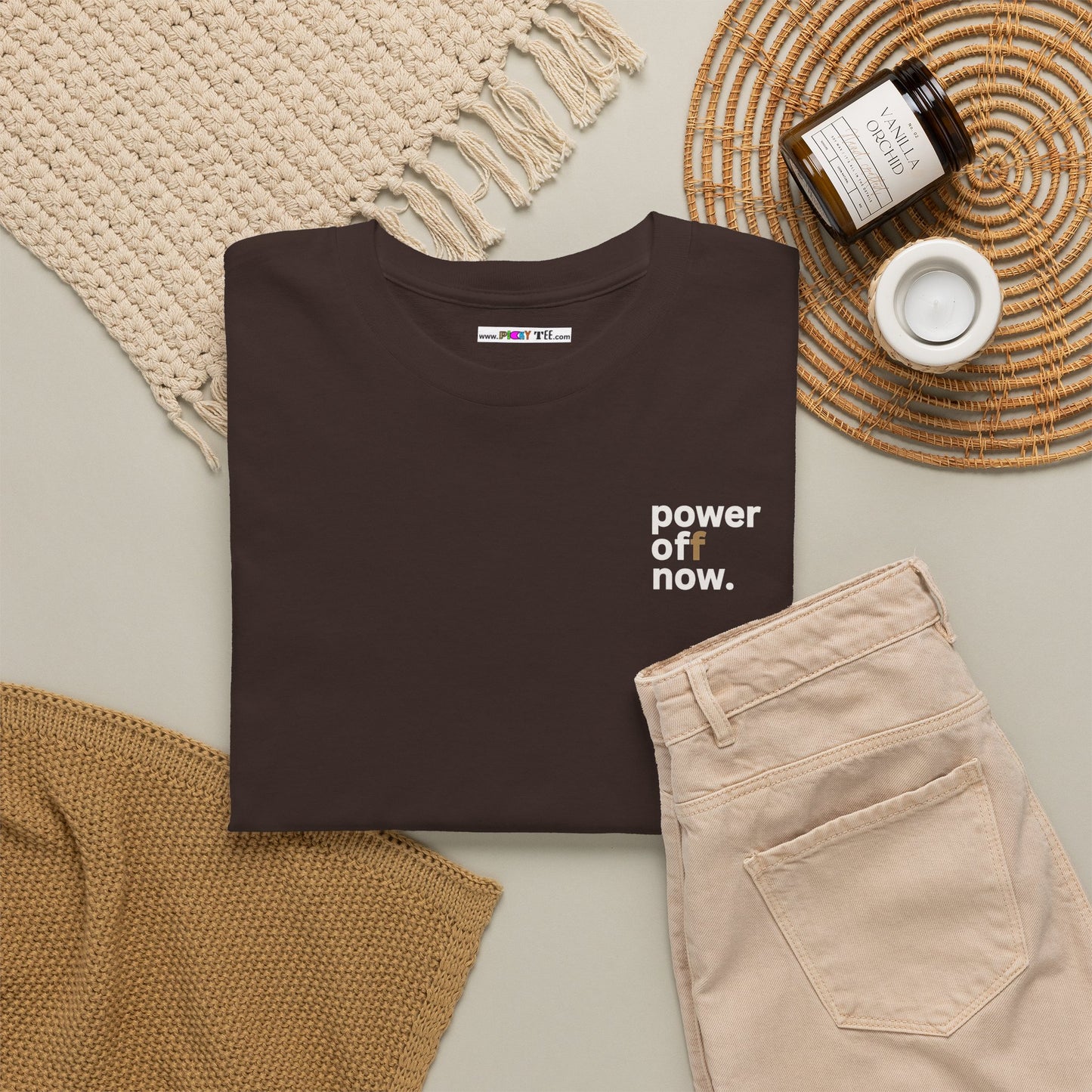 power off now Unisex Heavy Cotton Tee