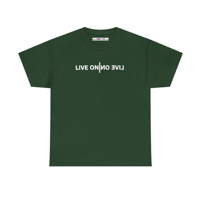 LIVE ON I ИO ƎVI⅃ Unisex Heavy Cotton Tee