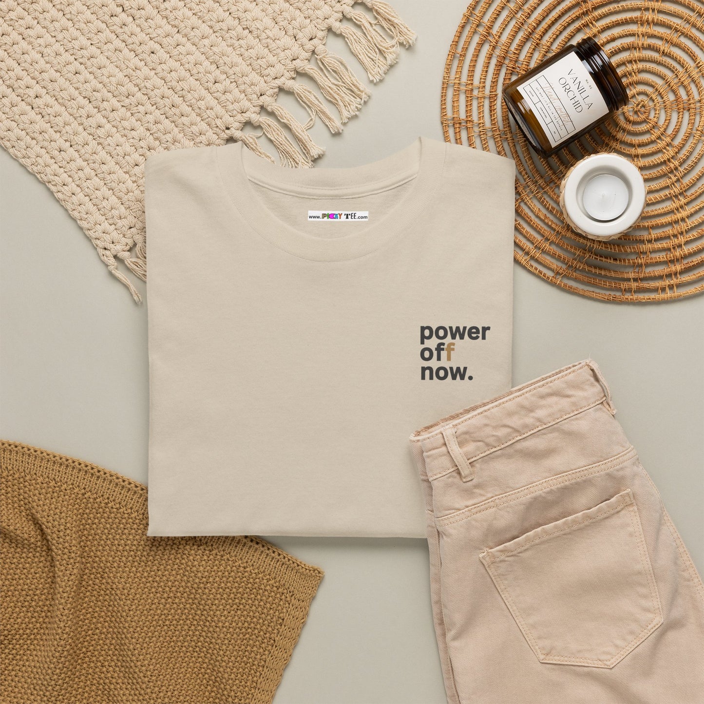 power off now Unisex Heavy Cotton Tee