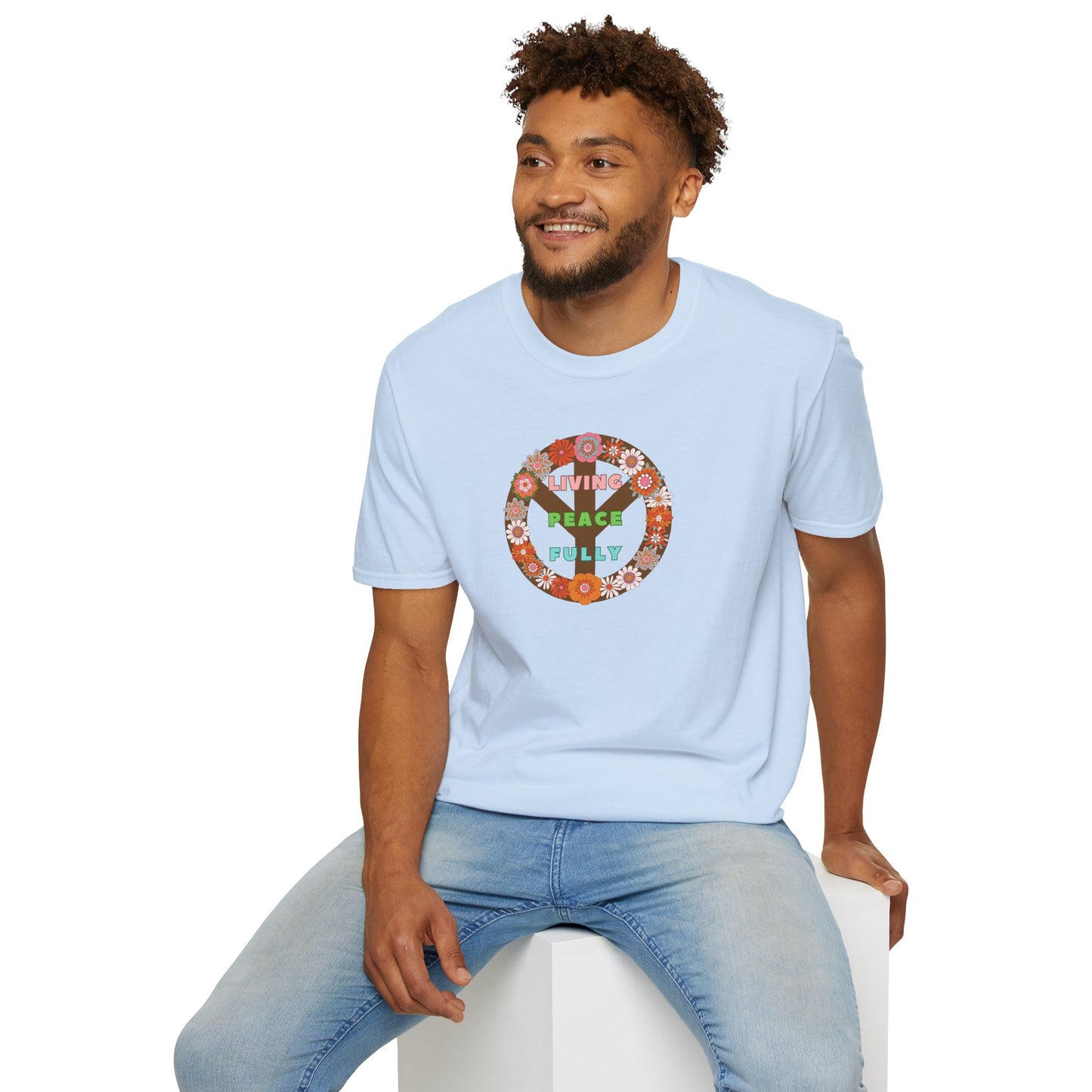 LIVING PEACE FULLY Unisex Softstyle 100% Cotton T-Shirt