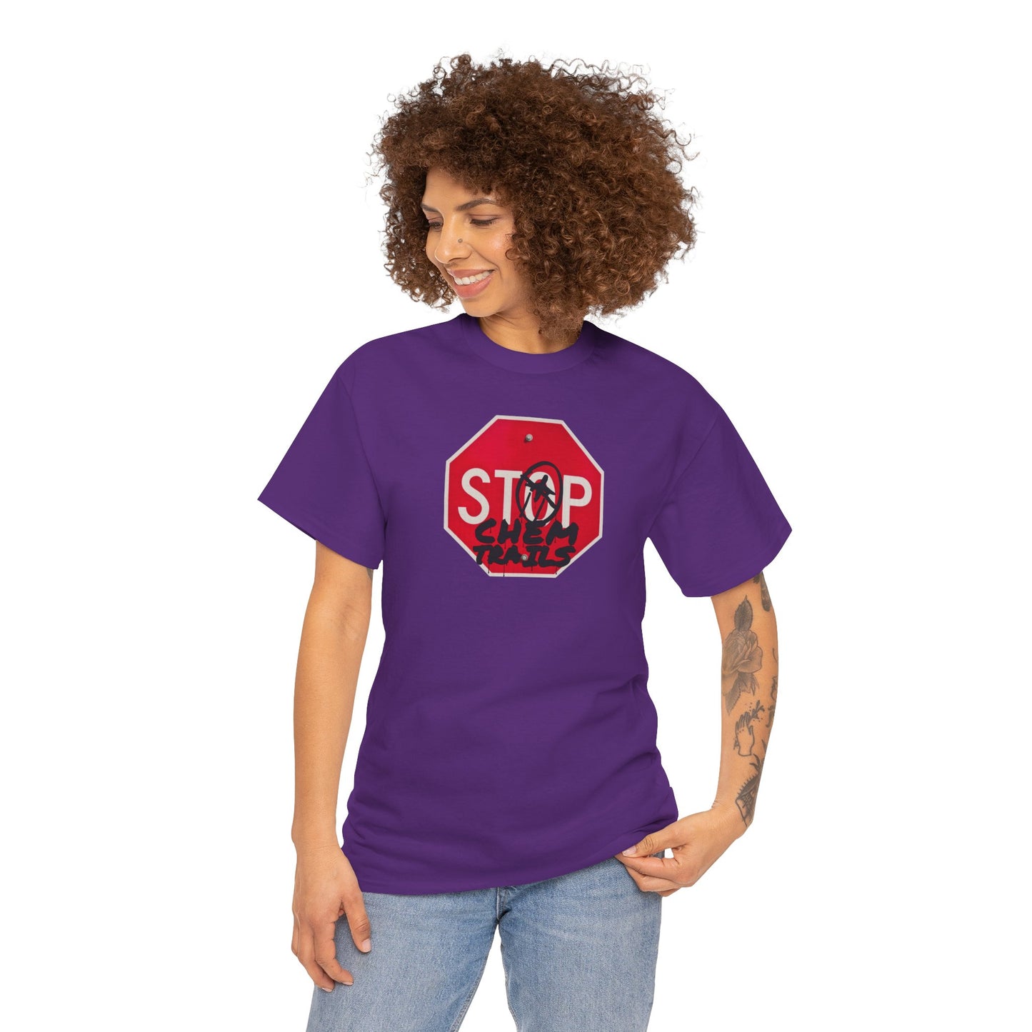STOP chem trails Unisex Heavy Cotton Tee