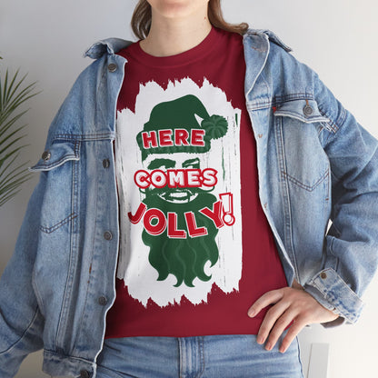 HERE COMES JOLLY!  Unisex Heavy Cotton Tee