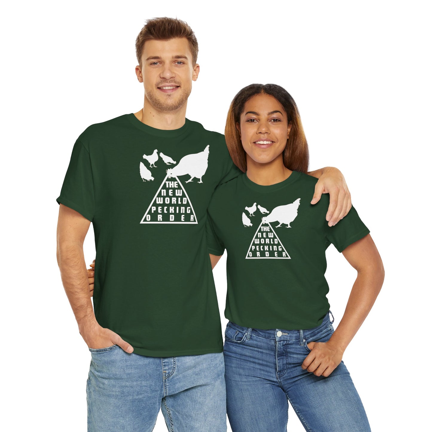 THE NEW WORLD PECKING ORDER Unisex Heavy Cotton Tee