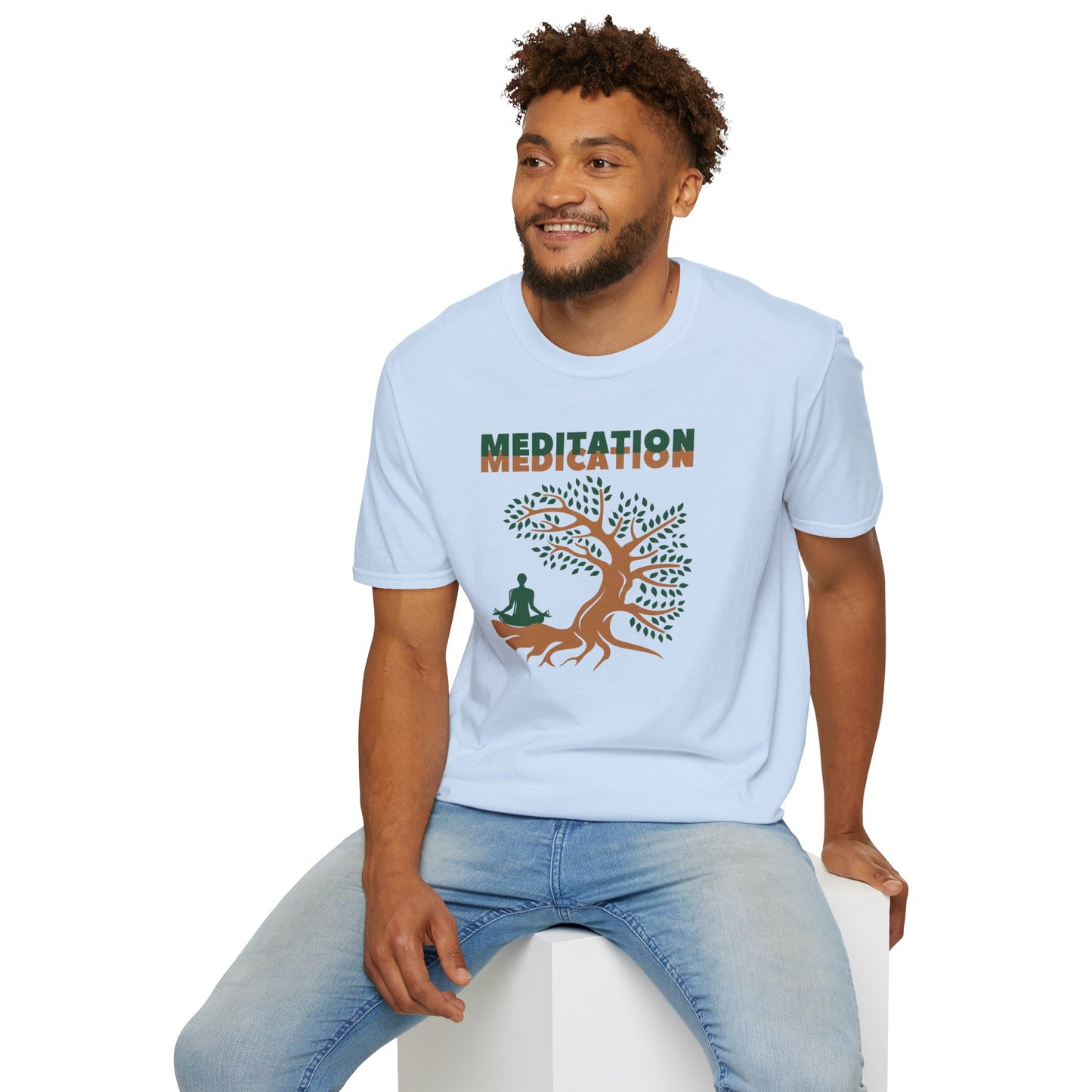 MEDITATION MEDICATION Unisex Softstyle 100% Cotton T-Shirt