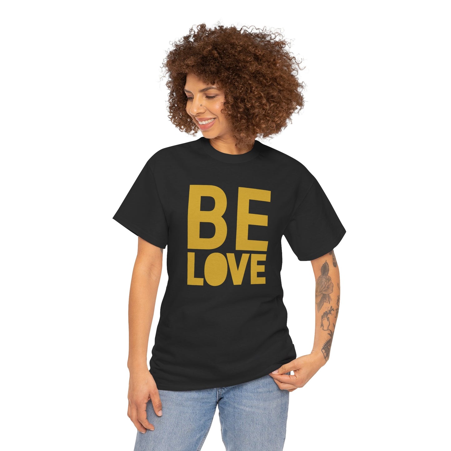 BE LOVE gold Unisex Heavy Cotton Tee