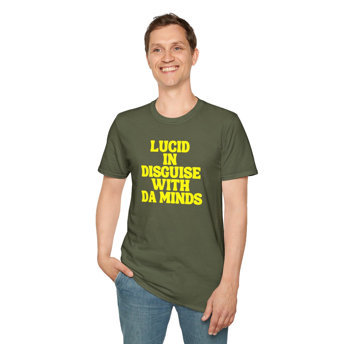 LUCID IN DISGUISE WITH DA MINDS Unisex Softstyle 100% Cotton T-Shirt