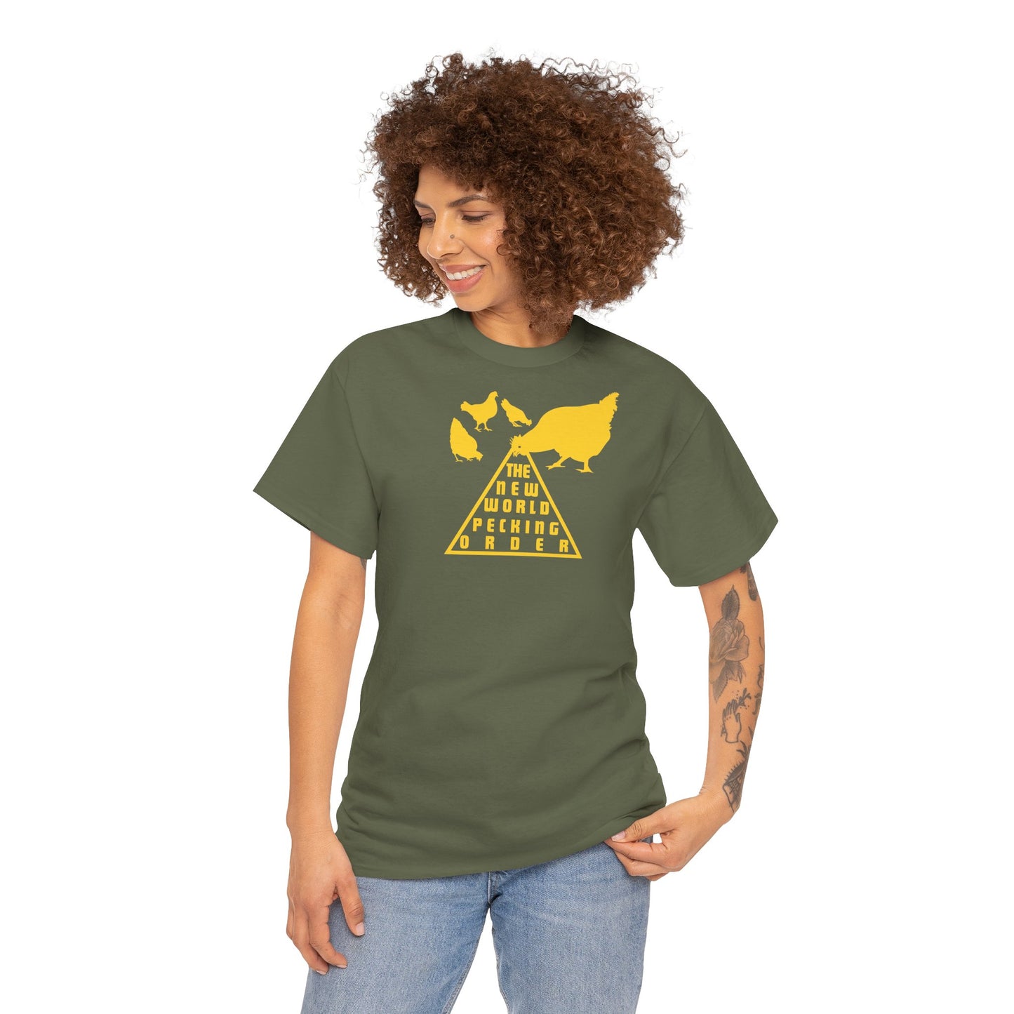 THE NEW WORLD PECKING ORDER Unisex Heavy Cotton Tee