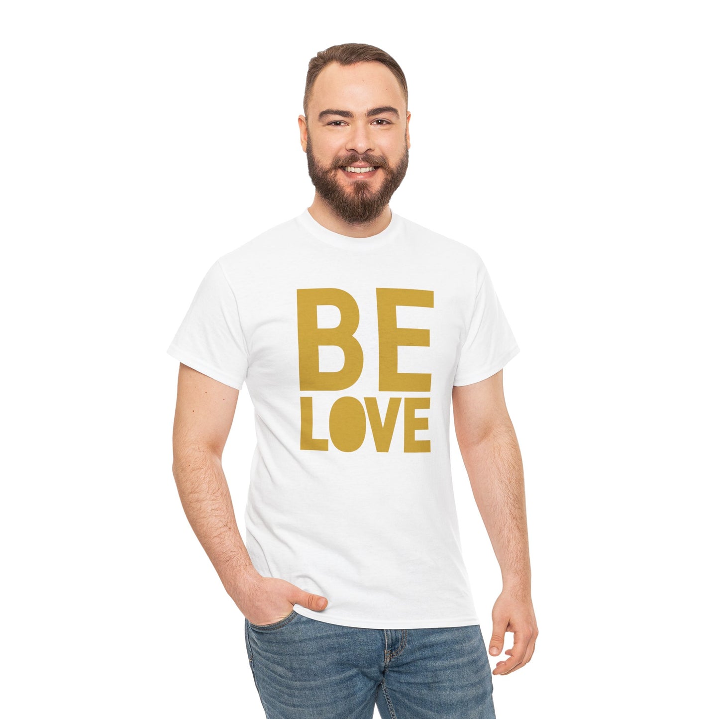 BE LOVE gold Unisex Heavy Cotton Tee
