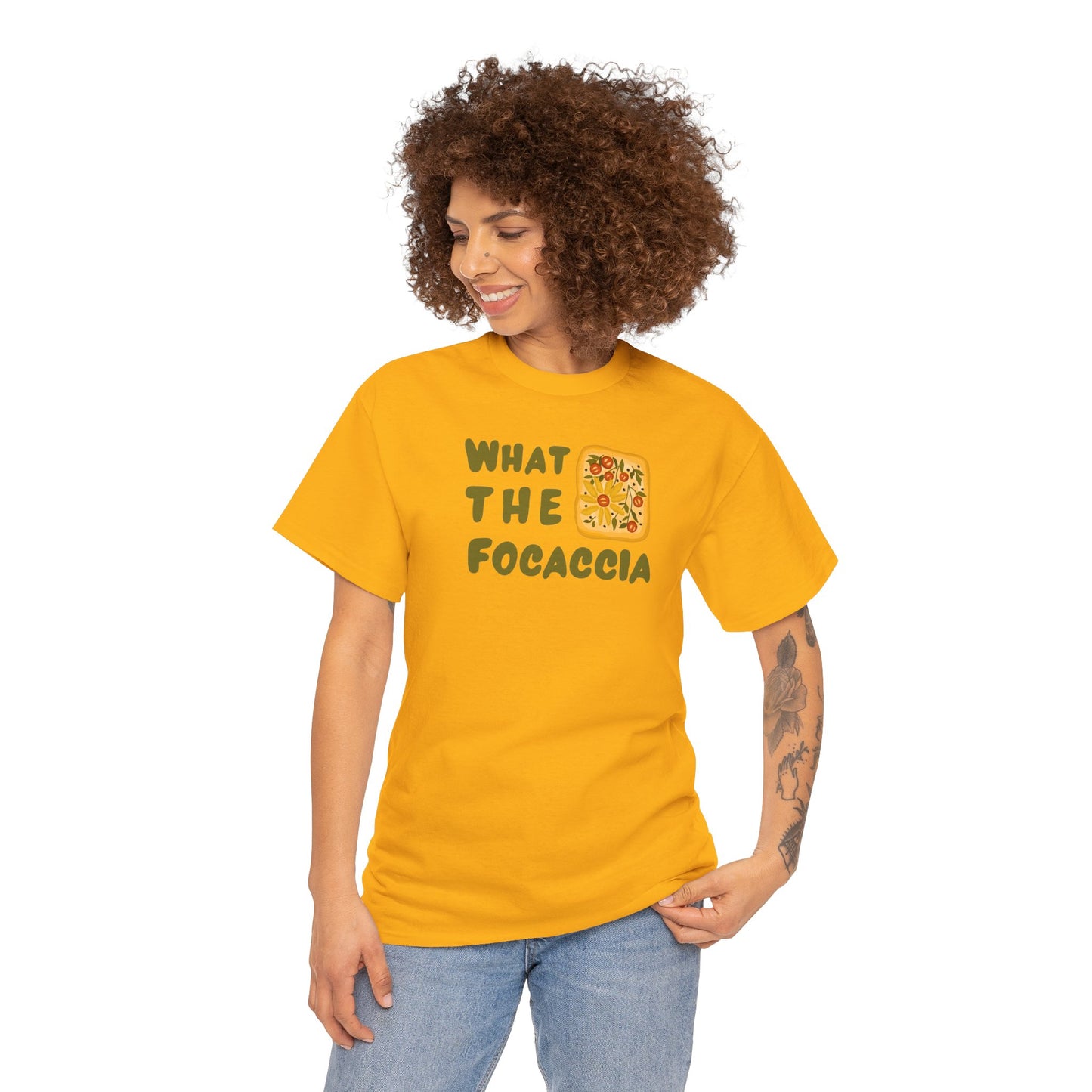 WHAT THE FOCACCIA Unisex Heavy Cotton Tee