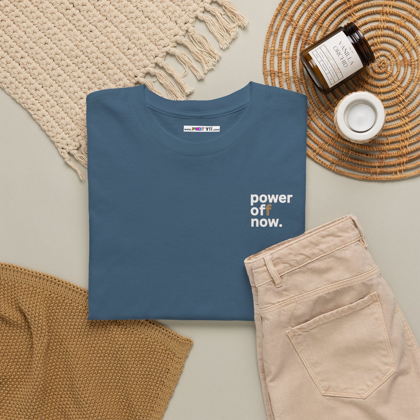 power off now Unisex Heavy Cotton Tee